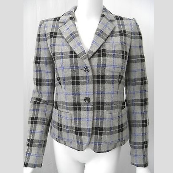 Theory grey/blue plaid wool blazer - Picture 1 of 5
